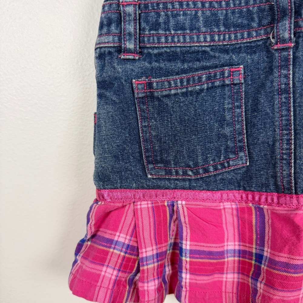 Y2K Disney Princess Denim Overall Dress Embroidered Kid’s Size 2T Plaid Retro - Picture 5 of 6